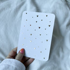 Wenskaart | Blanco hartjes goudfolie