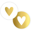 Cadeaustickers | Hartje goud/ wit 10 stuks goudfolie
