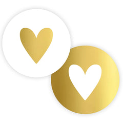 Cadeaustickers | Hartje goud/ wit 10 stuks goudfolie