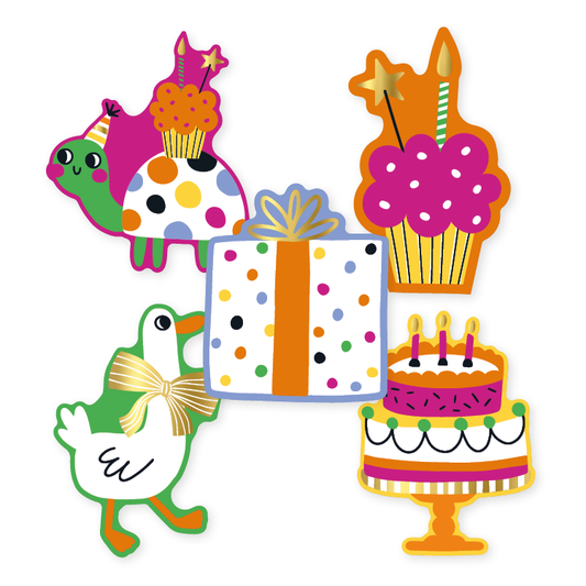 Cadeaustickers | Feest 10 stuks goudfolie