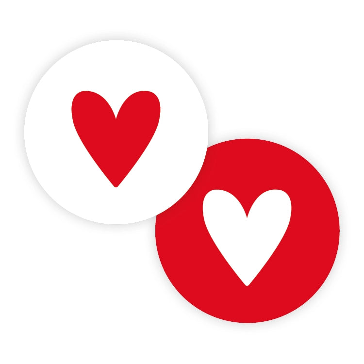 Cadeaustickers | Hartje rood/ wit 10 stuks