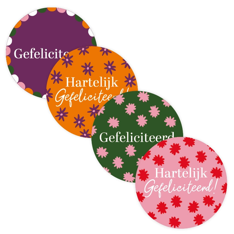 Cadeaustickers | Hartelijk gefeliciteerd 10 stuks