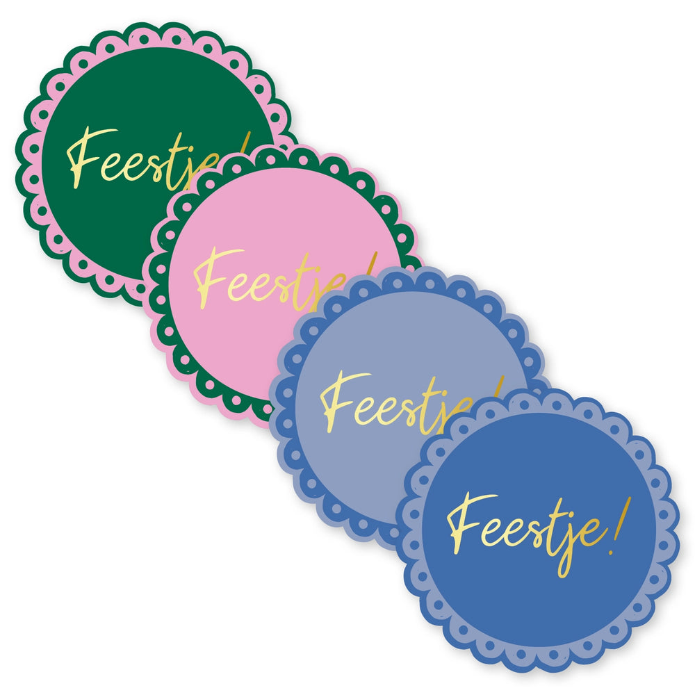 Cadeaustickers | Feestje 10 stuks goudfolie