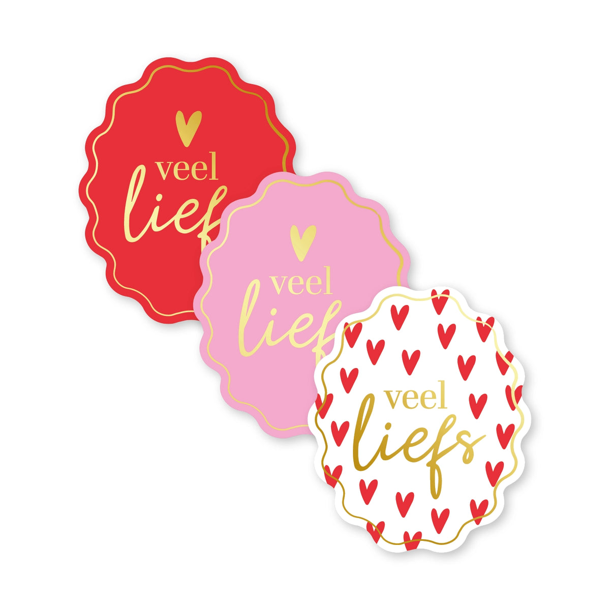 Cadeaustickers | Veel liefs 10 stuks goudfolie