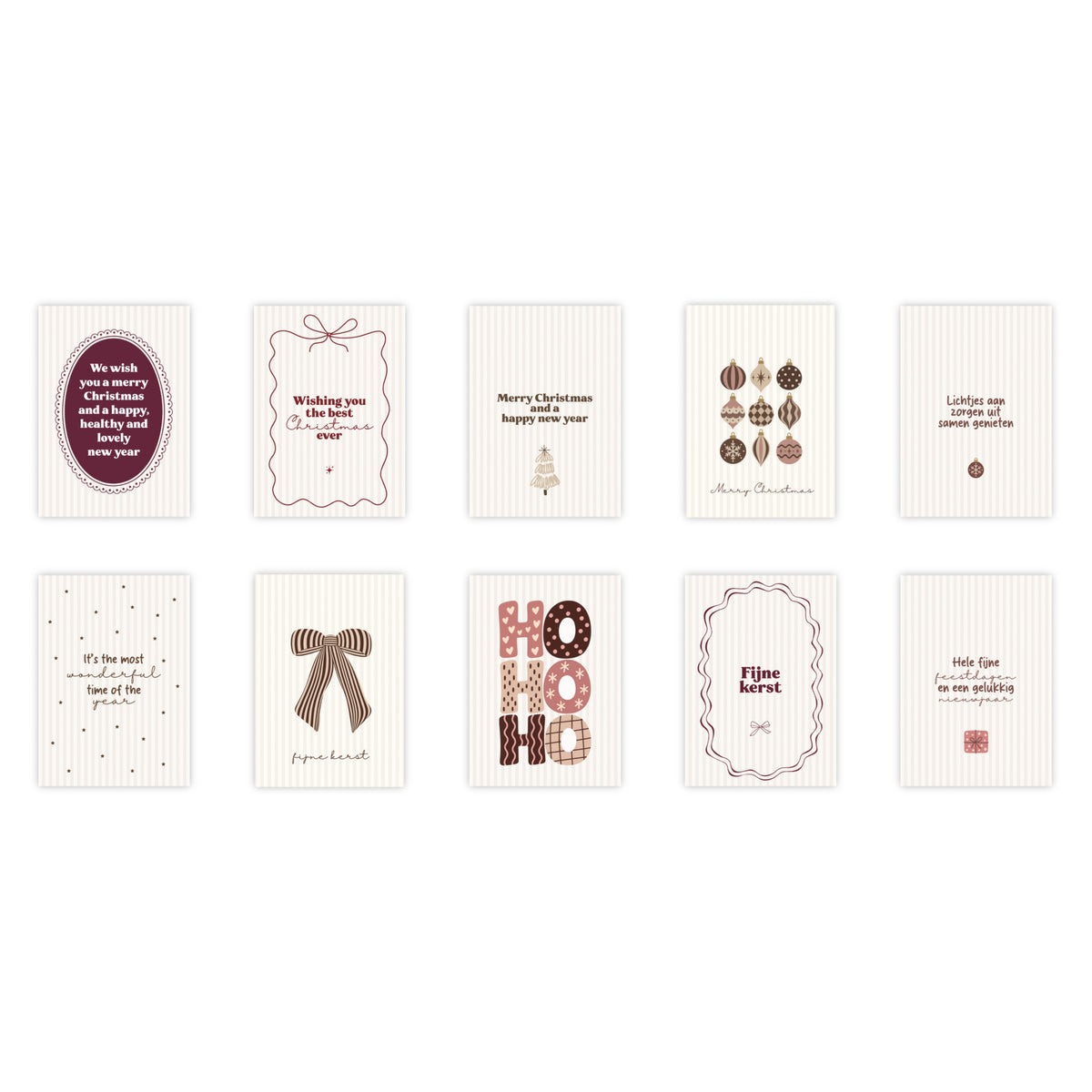 Dubbele kerstkaarten | Set van 10