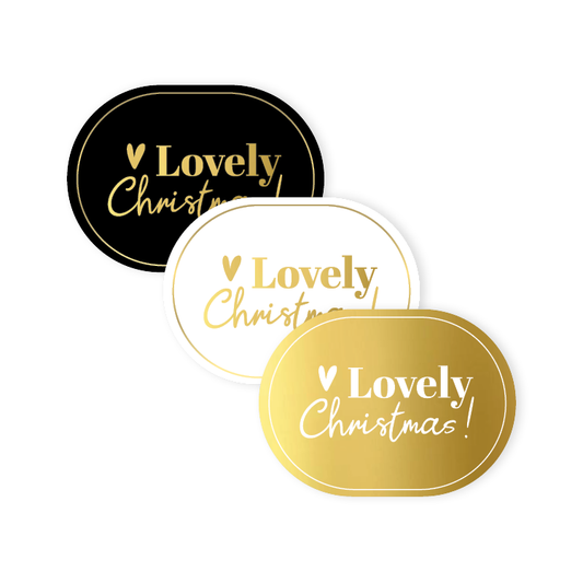 Cadeaustickers | Lovely Christmas 10 stuks goudfolie