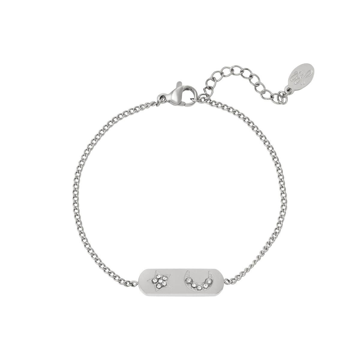 Armband | Ster en maan zilver