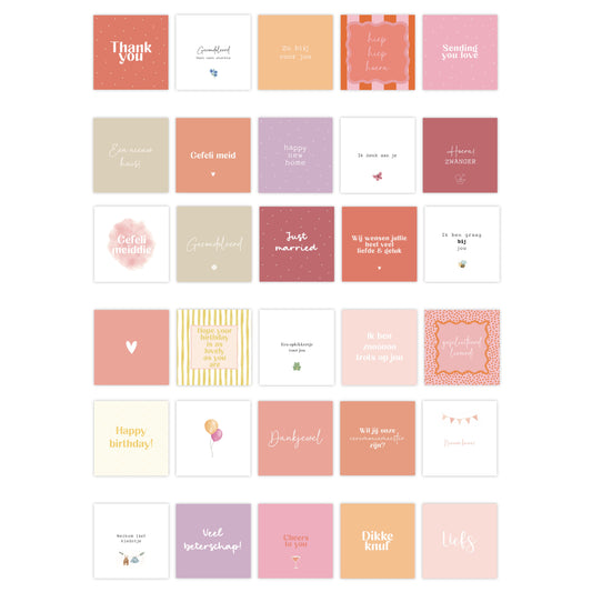 Dubbele wenskaarten | Set van 30