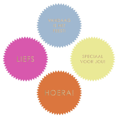 Cadeaustickers | Hoera 10 stuks goudfolie