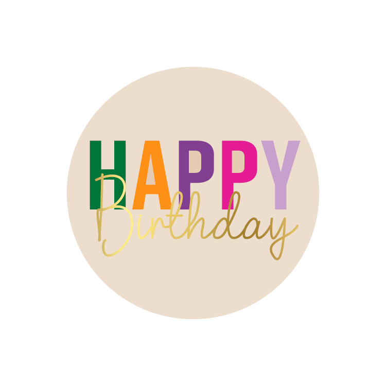 Cadeaustickers | Happy birthday 10 stuks goudfolie