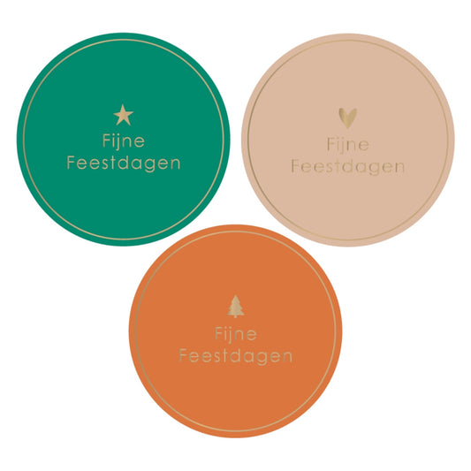 Cadeaustickers | Fijne feestdagen 10 stuks goudfolie