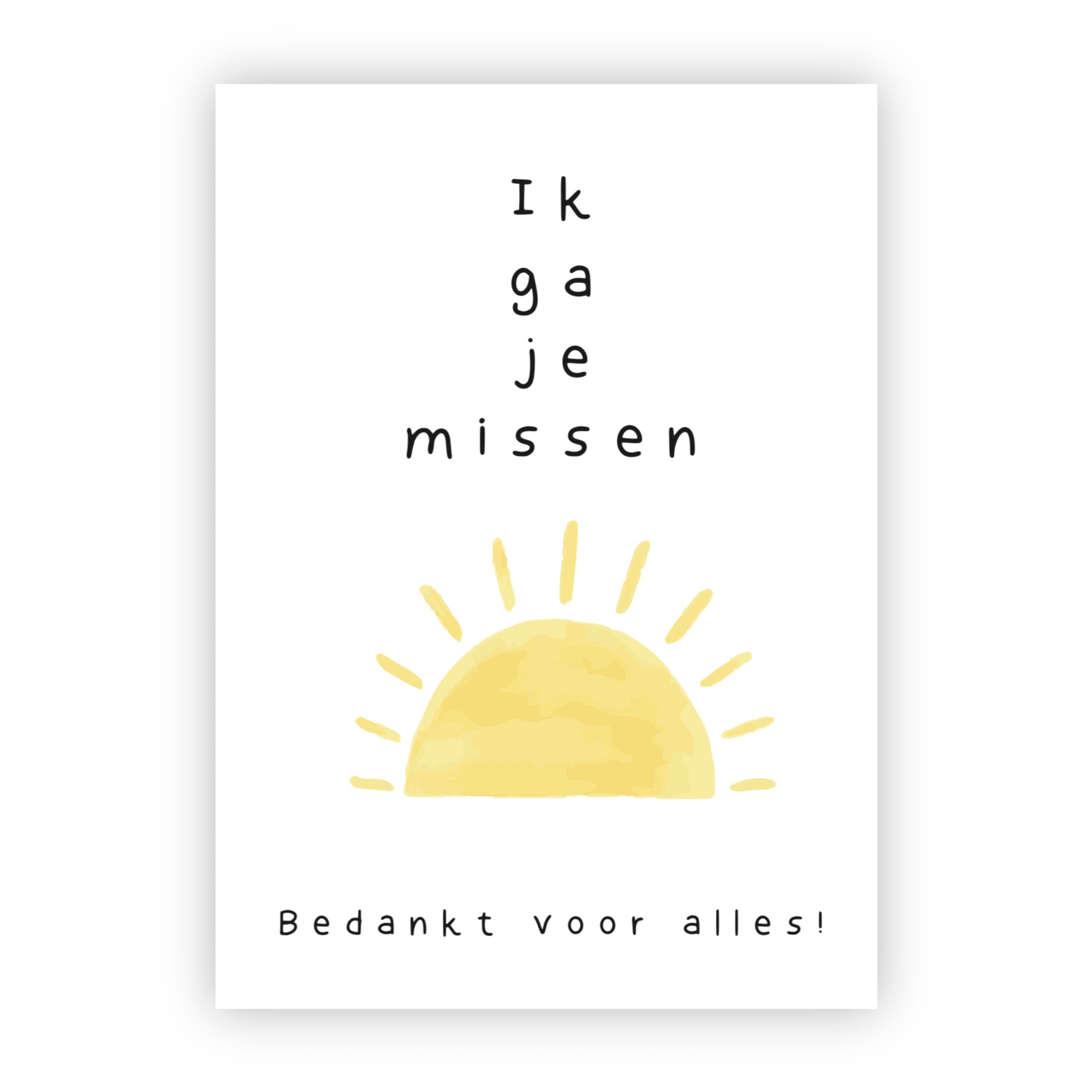 Wenskaart | Ik ga je missen