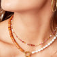 Ketting | Parelmoer duo oranje