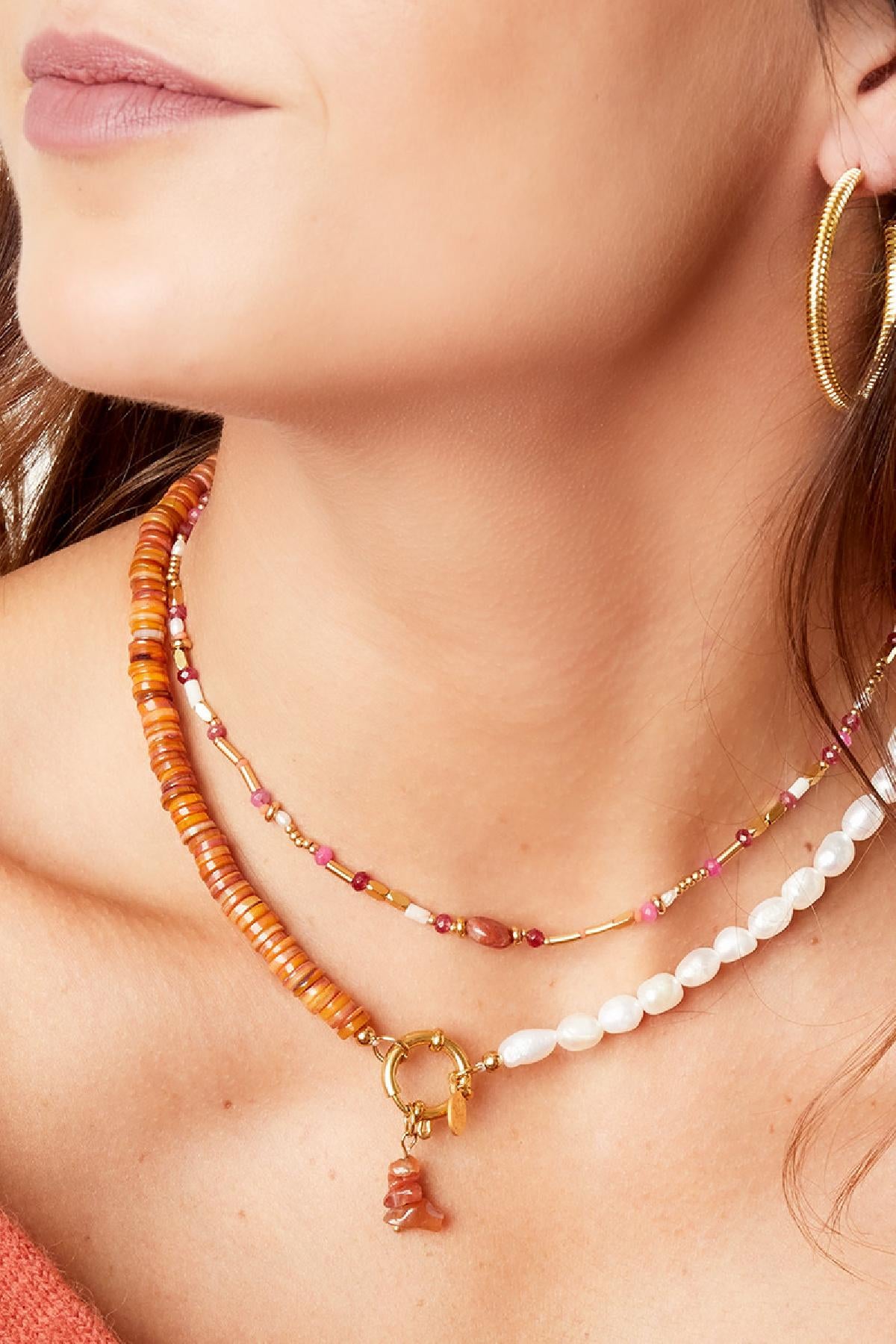 Ketting | Parelmoer duo oranje