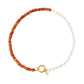 Ketting | Parelmoer duo oranje